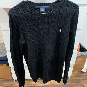 Ralph Lauren sport black cable knit sweater